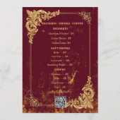 Gold Bordeaux Editable Menu with QR Code (Achterkant)