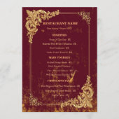 Gold Bordeaux Editable Menu with QR Code (Voorkant)