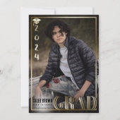 Gold Border 2024 Duo Afstudeerder Afstuderen Foto Kaart (Voorkant)