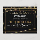Gold Border 50th Birthday Save the Date Budget (Voorkant)