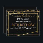 Gold Border 50th Birthday Save the Date Budget<br><div class="desc">Elegant Faux Gold folie line lijst. Alle tekst kan worden aangepast en kan eenvoudig worden gewijzigd voor uw eigen wensen. Geweldig elegante sjabloon voor de 50ste verjaardag.</div>