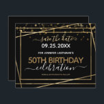 Gold Border 50th Birthday Save the Date Budget<br><div class="desc">Elegant Faux Gold folie line lijst. Alle tekst kan worden aangepast en kan eenvoudig worden gewijzigd voor uw eigen wensen. Geweldig elegante sjabloon voor de 50ste verjaardag.</div>