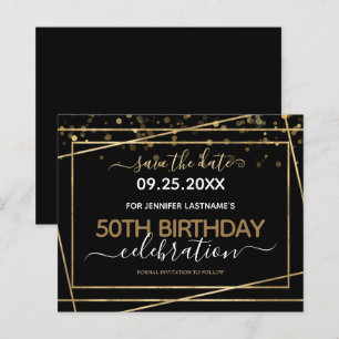 Gold Border 50th Birthday Save the Date Budget