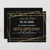 Gold Border 60th Birthday Save the Date Budget (Voorkant / Achterkant)