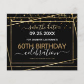 Gold Border 60th Birthday Save the Date Budget (Voorkant)