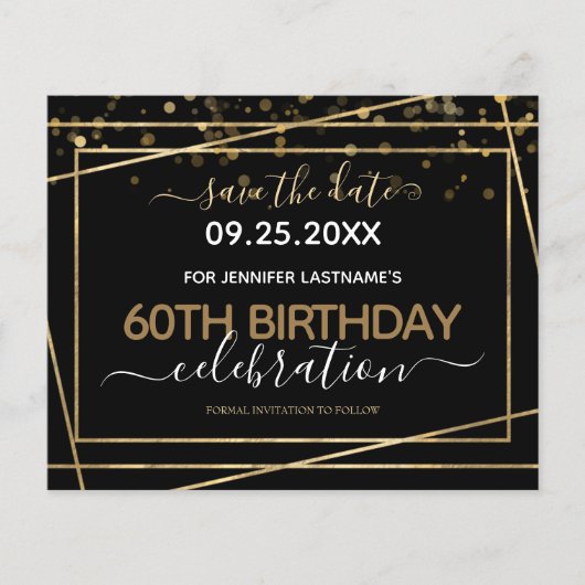 Gold Border 60th Birthday Save the Date Budget (Voorkant)