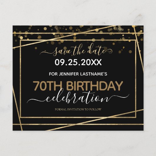 Gold Border 70th Birthday Save the Date Budget (Voorkant)