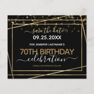 Gold Border 70th Birthday Save the Date Budget