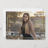 Gold Border Afstudeerder Afstuderen Foto Aankondig Kaart (Voorkant)