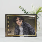 Gold Border Afstudeerder Afstuderen Foto Aankondig Kaart (Staand voorkant)