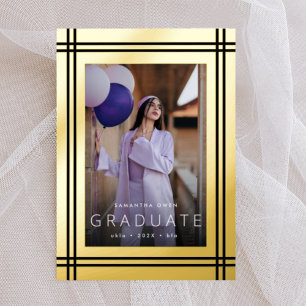 Gold Border Afstuderen Folie Uitnodiging