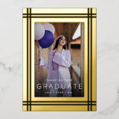 Gold Border Afstuderen Folie Uitnodiging (Voorkant)