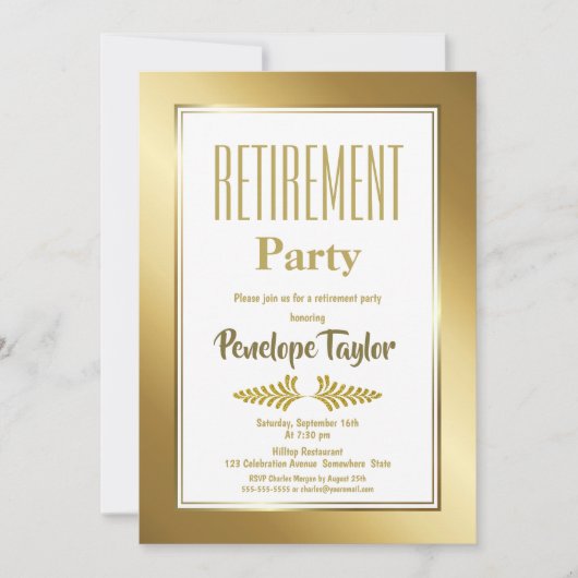 Gold Border and Text bij Pensioenpartij Kaart (Voorkant)