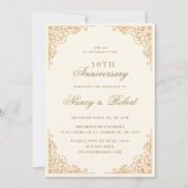 Gold Border  Beige 50ste bruiloft Jubileum Kaart (Voorkant)