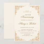 Gold Border  Beige 50ste bruiloft Jubileum Kaart (Voorkant / Achterkant)