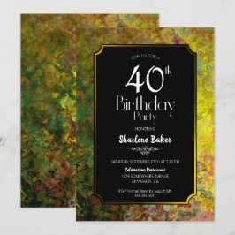 Gold Border Black 40th Birthday Party Kaart