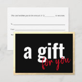 Gold Border Black Cadeaubon Uitnodiging (Voorkant / Achterkant)