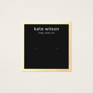 Gold Border Black Stud Earring Square Display Card Vierkante Visitekaartjes