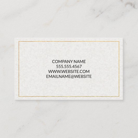 Gold Border | Blauw pictogram | Papiertextuur Visitekaartje (Achterkant)