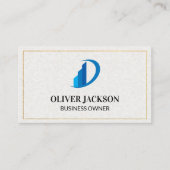 Gold Border | Blauw pictogram | Papiertextuur Visitekaartje (Voorkant)