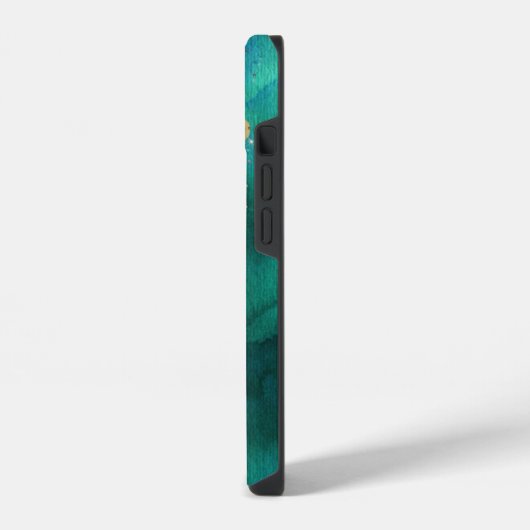 Gold Border Blauwgroen Agate Sparkle Monogram iPhone Hoesje (Linkerkant)