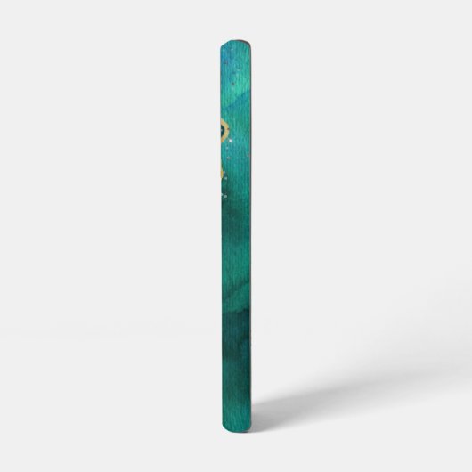 Gold Border Blauwgroen Agate Sparkle Monogram Samsung Galaxy Hoesje (Linkerkant)