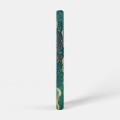 Gold Border Blauwgroen Agate Sparkle Monogram Samsung Galaxy Hoesje (Rechterkant)