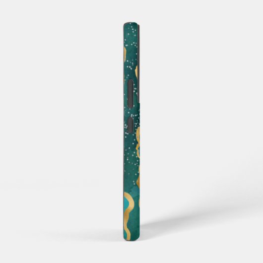 Gold Border Blauwgroen Agate Sparkle Monogram Samsung Galaxy Hoesje (Rechterkant)