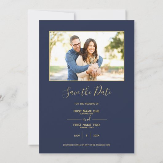 Gold border blue, met uitzondering van datumuitnod kaart (Voorkant)