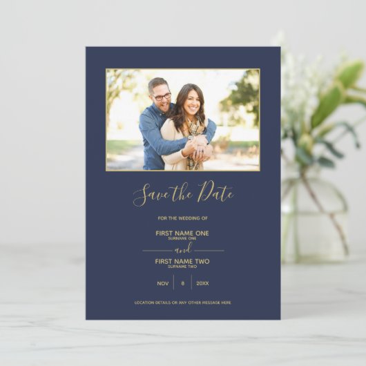 Gold border blue, met uitzondering van datumuitnod kaart (Staand voorkant)