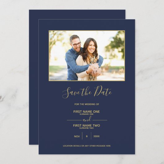 Gold border blue, met uitzondering van datumuitnod kaart (Voorkant / Achterkant)