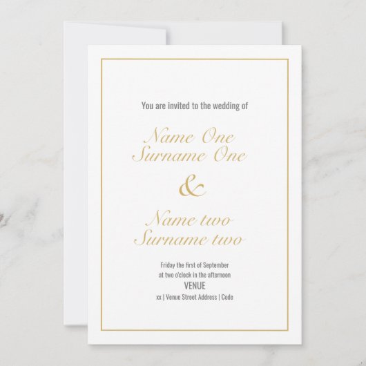 Gold-border bruiloft kaart (Voorkant)