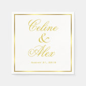 Gold Border Cocktail Kies uw achtergrondkleur Servet (Voorkant)