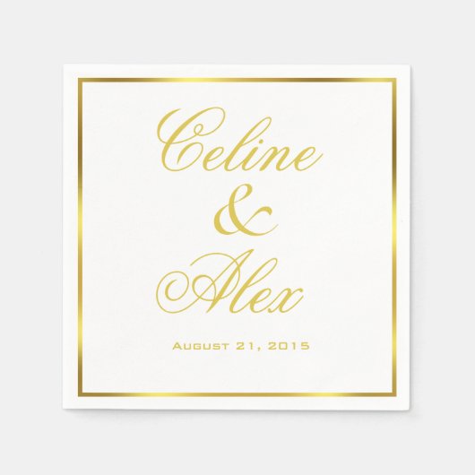 Gold Border Cocktail Kies uw achtergrondkleur Servet (Voorkant)