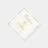 Gold Border Cocktail Kies uw achtergrondkleur Servet (Hoek)