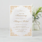 Gold Border  Cream 50ste bruiloft Jubileum Kaart (Staand voorkant)