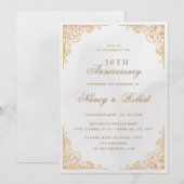 Gold Border  Cream 50ste bruiloft Jubileum Kaart (Voorkant / Achterkant)