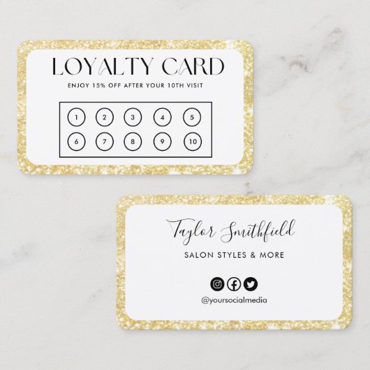 Gold Border Custom Loyalty-Kaart Visitekaartje (Voorkant / Achterkant)