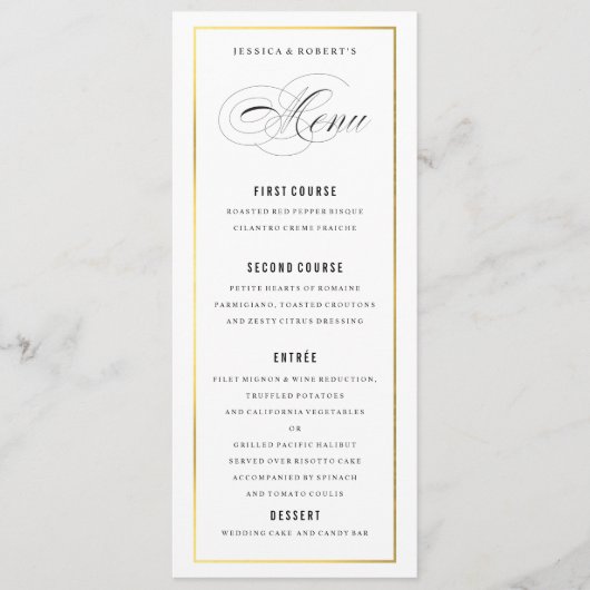 Gold Border Elegant Wedding Menu Kaart (Voorkant)