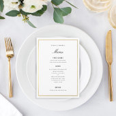Gold Border Elegant Wedding Menu Kaart