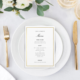 Gold Border Elegant Wedding Menu Kaart