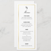 Gold Border Elegant WeduwMonogram Menu (Voorkant / Achterkant)