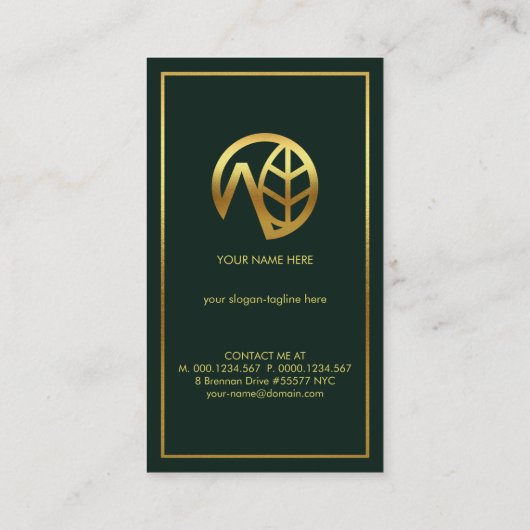 Gold Border Emerald Green Building Contractant Visitekaartje (Achterkant)