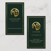 Gold Border Emerald Green Building Contractant Visitekaartje (Voorkant / Achterkant)