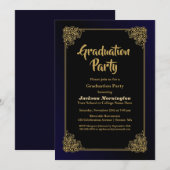 Gold Border Graduation Party Kaart (Voorkant / Achterkant)