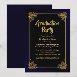 Gold Border Graduation Party Kaart