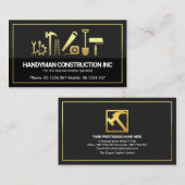 Gold Border Handyman Tools Grey Black Layers Visitekaartje (Voorkant / Achterkant)