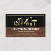 Gold Border Handyman Tools Timer Layer Builder Visitekaartje (Voorkant)