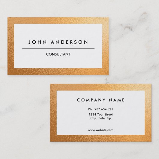 Gold Border, Klassiek, Eenvoudig, tweeledig Visitekaartje (Voorkant / Achterkant)