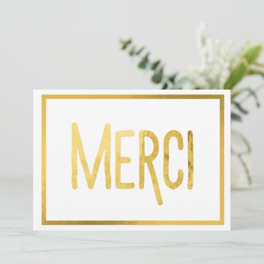 Gold Border Merci Custom - Bedankt kaarten (Staand voorkant)